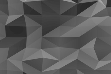 Digital illustration. Abstract 3d rendering of chaotic low poly shapes. Flying polygonal pyramids...