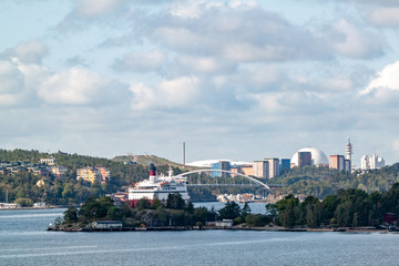 View of Stockholm city from the deck of the ferry, , Sweden	