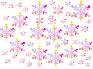 Christmas Background with Cute Colorful Snowflakes on White background