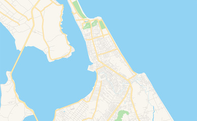 Fototapeta premium Printable street map of Songkhla, Thailand