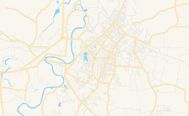 Fototapeta na wymiar Printable street map of Yala, Thailand