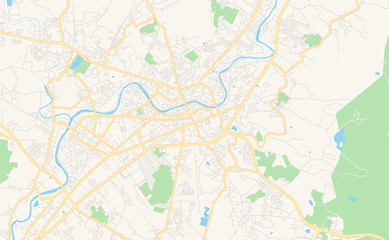 Fototapeta na wymiar Printable street map of Lampang, Thailand