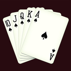 Royal Flush of spades - playing cards vector illustration