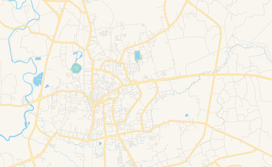 Fototapeta na wymiar Printable street map of Trang, Thailand