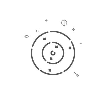 Target with bullet marks simple vector line icon. Symbol, pictogram, sign. Light background. Editable stroke