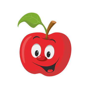 Fruits Characters Collection: Vector illustration of a funny and smiling apple character.