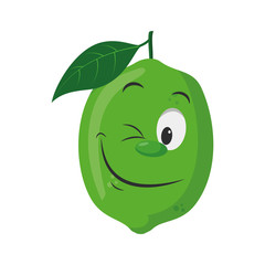 Fruits Characters Collection: Vector illustration of a funny and smiling lime character.