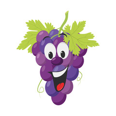 Fruits Characters Collection: Vector illustration of a funny and smiling bunch of purple grapes character.