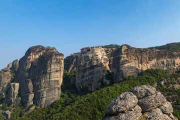 a magnificent daytime trip through the Kalambaka mountains to the Meteora monastery complex with beautiful views from different points and rocks. Thessaly, Greece