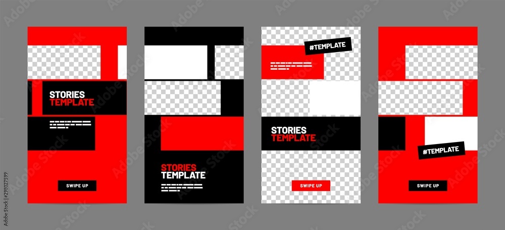 Poster set of minimalistic stories for social media. pack for creating your unique content. story mockup.