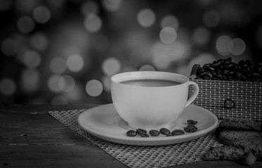 Coffee, coffee beans in black and white tone