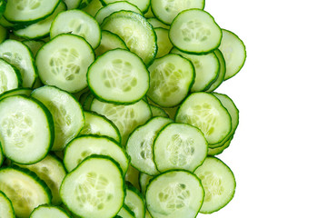cut cucumbers isolated on white