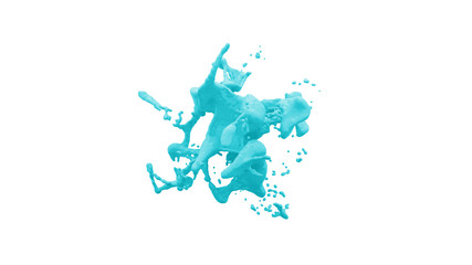 abstract isolated colored liquid splash in front of white background - 3D Illustration