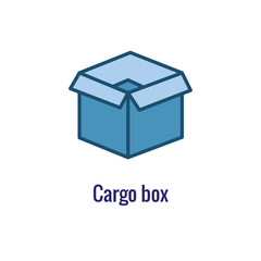 Logistics icon - open shipping box  and folded sides