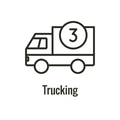 Logistics icon with truck & the number 3
