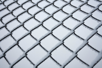 Fototapeta premium metal fence frozen in winter