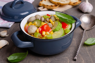 Stewed vegetables in a dish