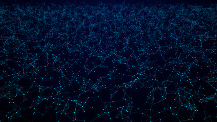 Connecting dots and lines. Network connection. Abstract digital background. Big data visualization. Science background. 3D rendering. 4K.