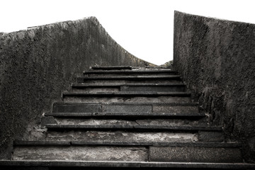 Stairway to heaven. Stairs in the fog.  Old cement road.
