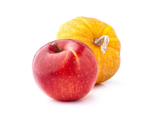 Fototapeta na wymiar Red Apple with pumpkin isolated on white background
