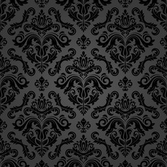 Classic seamless vector pattern. Damask orient dark ornament. Classic vintage background. Orient black ornament for fabric, wallpaper and packaging
