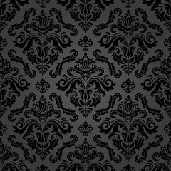 Classic seamless vector pattern. Damask orient dark ornament. Classic vintage background. Orient black ornament for fabric, wallpaper and packaging