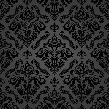Classic seamless vector pattern. Damask orient dark ornament. Classic vintage background. Orient black ornament for fabric, wallpaper and packaging