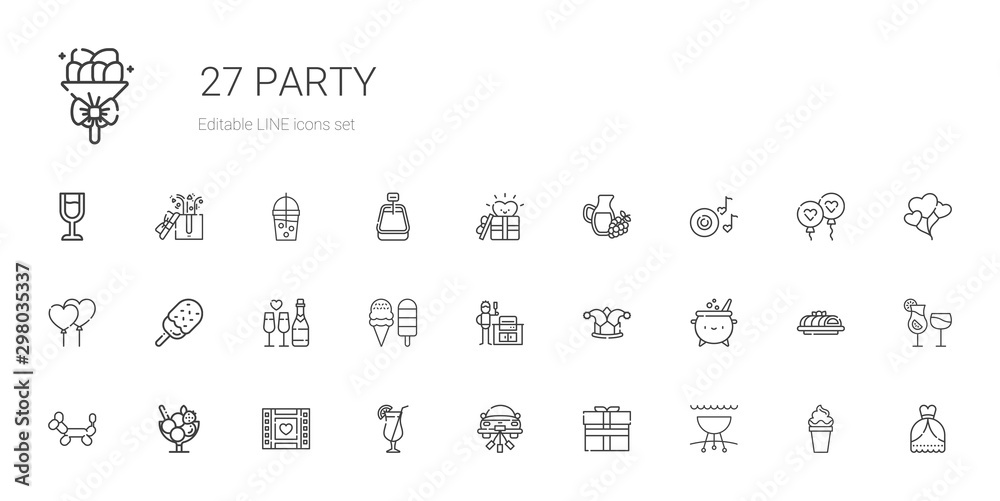 Wall mural party icons set