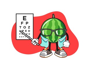Watermelon optician cartoon. Mascot Character vector.