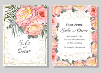 vintage card with pink roses