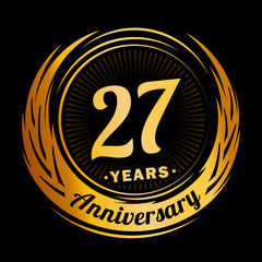 Fototapeta premium 27 years anniversary. Anniversary logo design. Twenty-seven years logo.