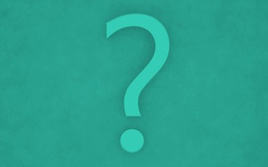 question mark turquoise cyan 3d rendering