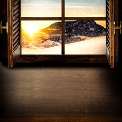 Winter window of free space background 