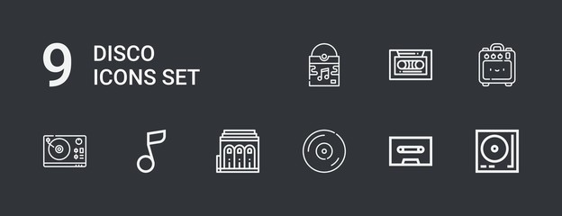 Editable 9 disco icons for web and mobile
