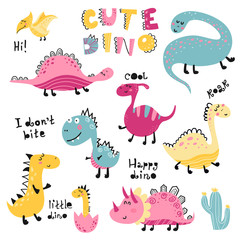 Set of cute dinosauts for children print