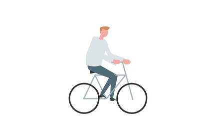 Flat cartoon colorful man character animation. Male ride bike cycle situation
