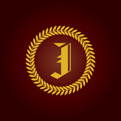 shield lettering j logo luxury wheat