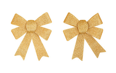 Gold decorative shiny bow isolated
