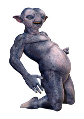 Obraz premium 3D Rendering Blue Alien on White