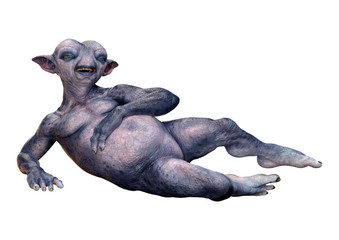 Obraz premium 3D Rendering Blue Alien on White