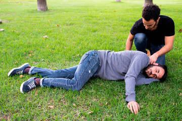 First Aid Emergency CPR rcp on Heart Attack Man , Resuscitation cardiopulmonary