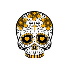 Day Of The Dead Skull. sugar flower tattoo.