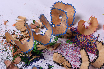 abstract background from shavings of colored pencils stylus