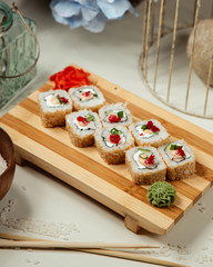 fresh fish sushi with ginger and wasabi