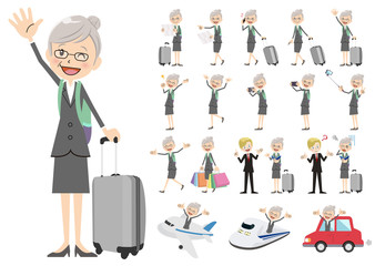 Set of business women traveling