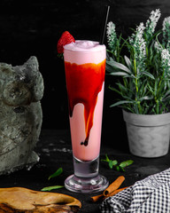 strawberry milkshake on the table