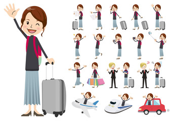 Set of women traveling