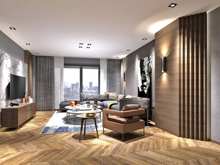 3d render. Living room interior.