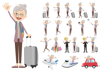 Set of women traveling