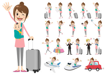 Set of women traveling